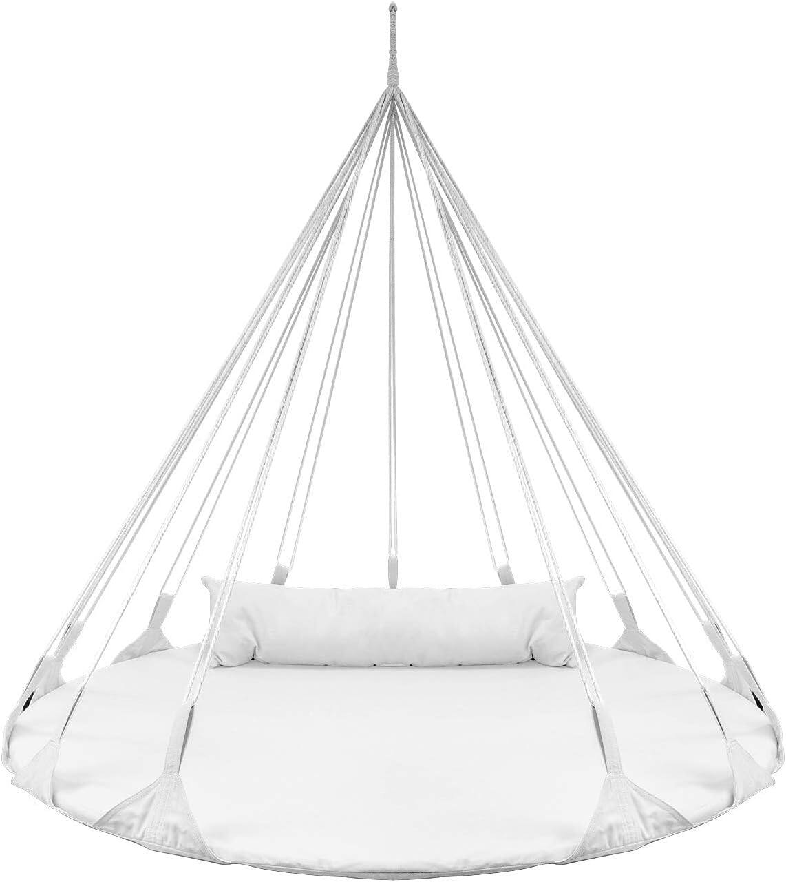 Angle. Sorbus - orbus 56" Stylish Hanging Swing Nest - Premium Cotton Double Hammock Daybed Saucer Style Lounger Swing Chair- 264lbs - White.