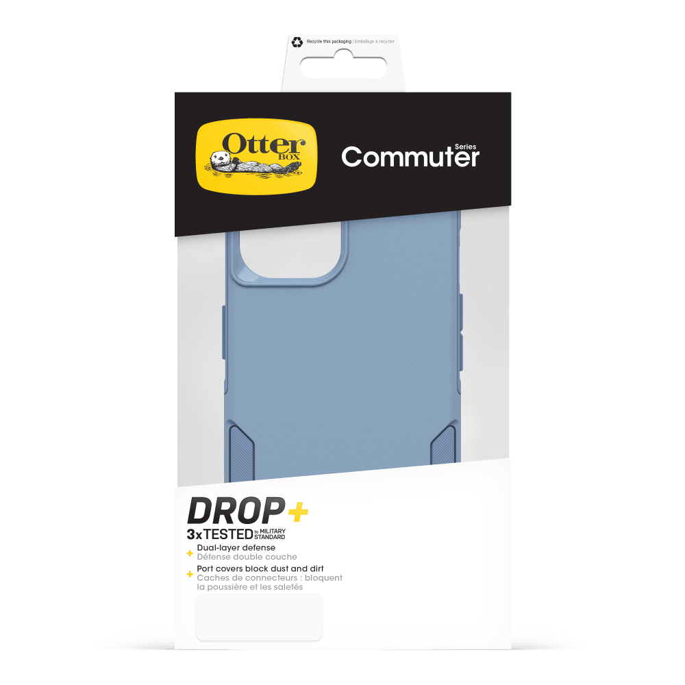 Recycle the packaging  
Emballage recycler

Otter Series BOX Commuter

DROP+ is MILITARY 3x TESTED is STANDARD  
Dual-layer defense  
Port covers block dust and dirt  
Caches de connecteurs bloquent la poussière et les saletés