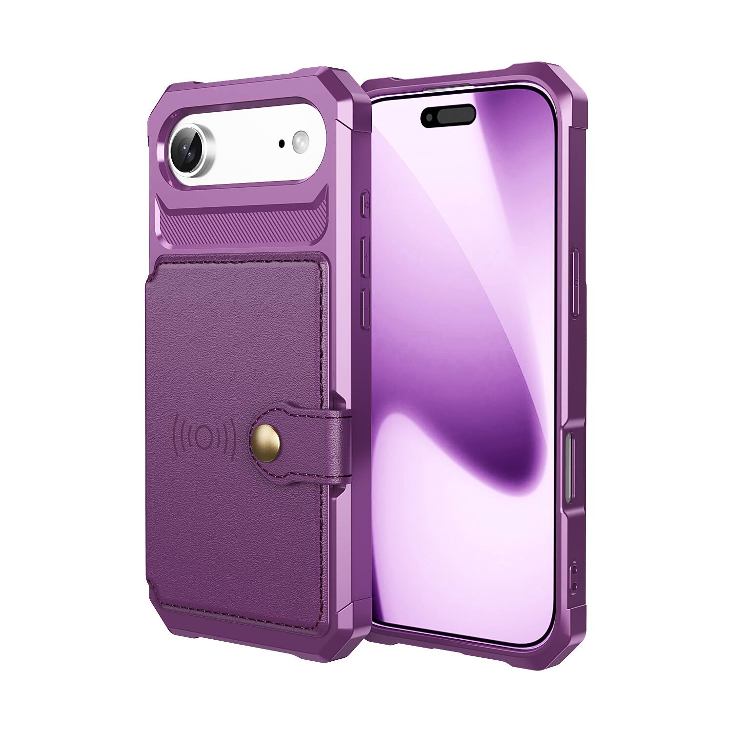 Angle. Dteck - For Apple iPhone Air Wallet Case Flip Card Slots Magnetic Clasp Shockproof Anti-Scratch Cover - Purple.