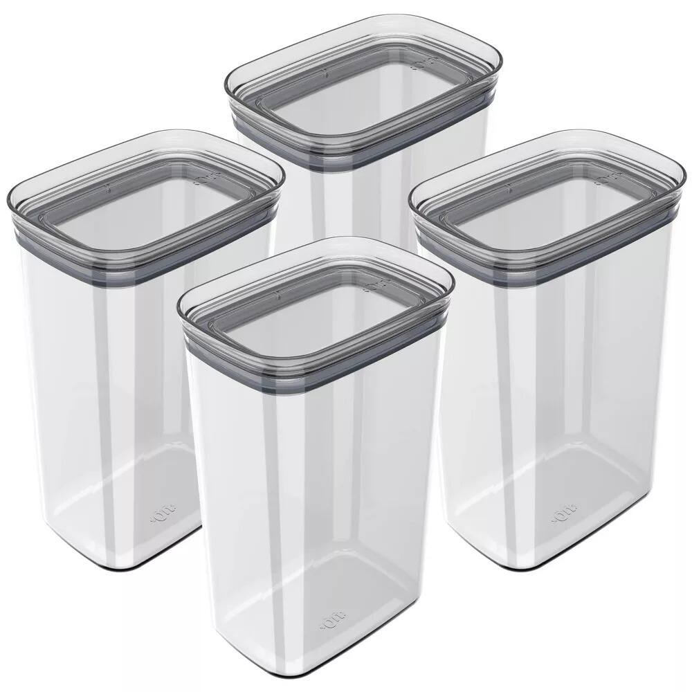 Alt View 8. OU - OU Airtight Food Storage Container 8pc (set of 4) BPA Free Plastic Storage Container, Stackable - Clear.