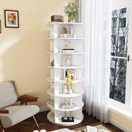 Z-Edge - Rotating Shoe Rack Tower, 7-Tier Spinning Storage Rack, Free Standing Revolving Shoe Organizer, Holds 28 Pairs of Shoes - White
