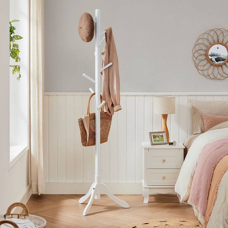 SlickBlue Space Saving Solid Wood Coat Rack for Entryway or Bedroom ...
