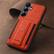 Back. Dteck - Slim Card Holder Case for Samsung Galaxy S24+, Shockproof Wallet Protective Cover with Kickstand - Orange.