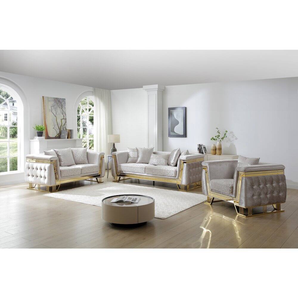 Alt View 2. Glory Furniture - Teddy Ottoman - Ivory.