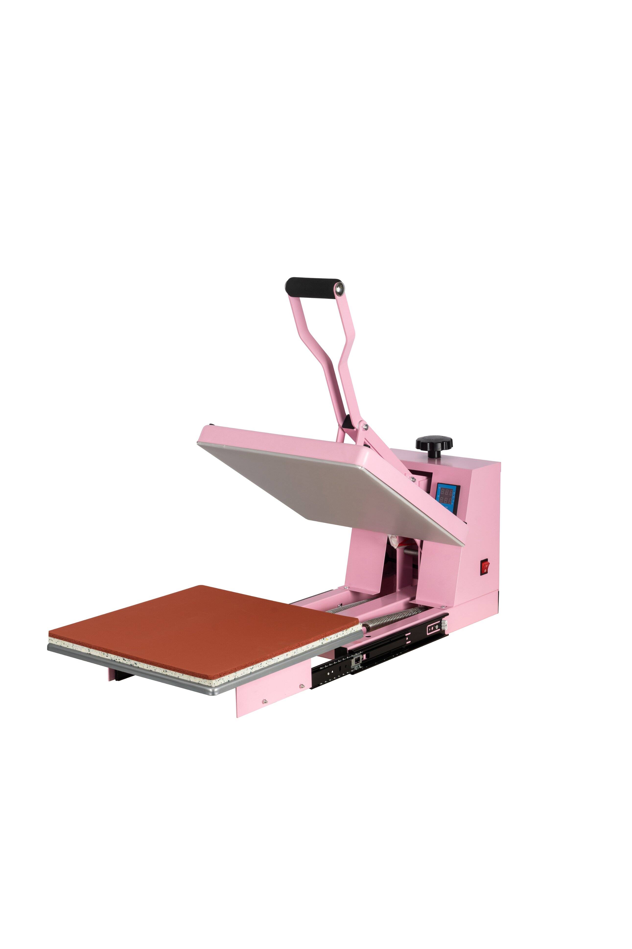 Back. ELEMENT ACE - 15x15 Inch Manual Heat Press Machine with Slide-Out Base - Pink.