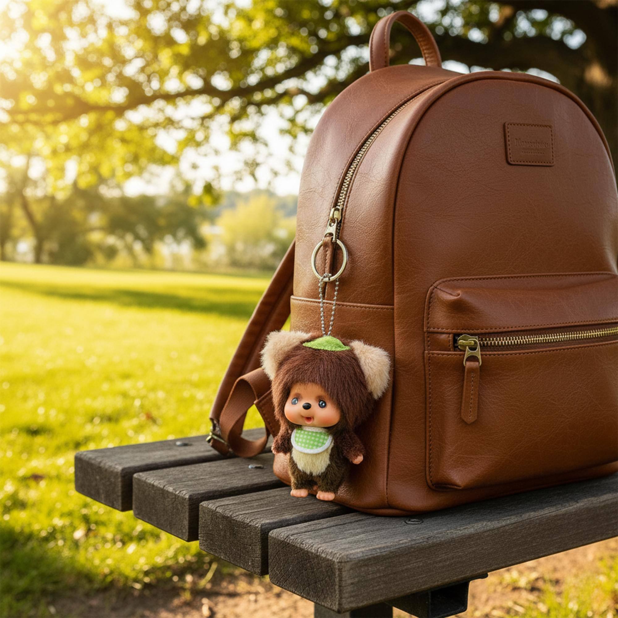 Alt View 10. Sumikkogurashi - Monchhichi Friends TanuTanu 6 Inch Plush Keychain - Brown.