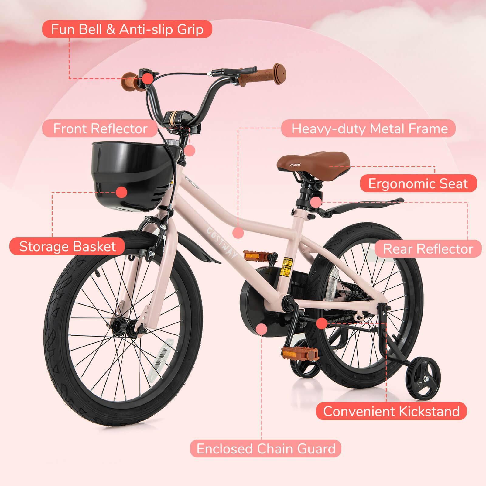 - Fun Bell & Anti-slip Grip
- Front Reflector
- Storage Basket
- Heavy-duty Metal Frame
- Ergonomic Seat
- Rear Reflector
- Convenient Kickstand
- Enclosed Chain Guard