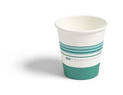 Alt View 1. Perk - Paper Hot Cup, 10 Oz., 50/Pack - White/Teal.