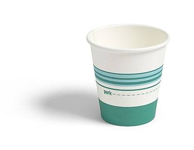 Alt View 1. Perk - Paper Hot Cup, 10 Oz., 50/Pack - White/Teal.