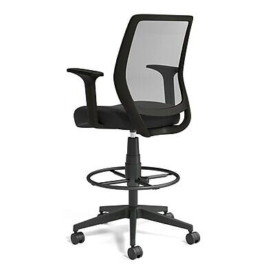 Alt View 2. Staples - Staples Essentials Fabric Drafting Chair with Backrest and Footrest, Black (UN59384) - Black.
