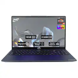 NIMO - 15.6 FHD IPS Laptop-Computer AMD Ryzen 5 3500U 16GB RAM 512GB SSD 3.7GHz - Blue