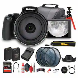 Nikon - COOLPIX P1100 125x Super Zoom Compact Digital Camera + 64GB Memory Card - Bundle