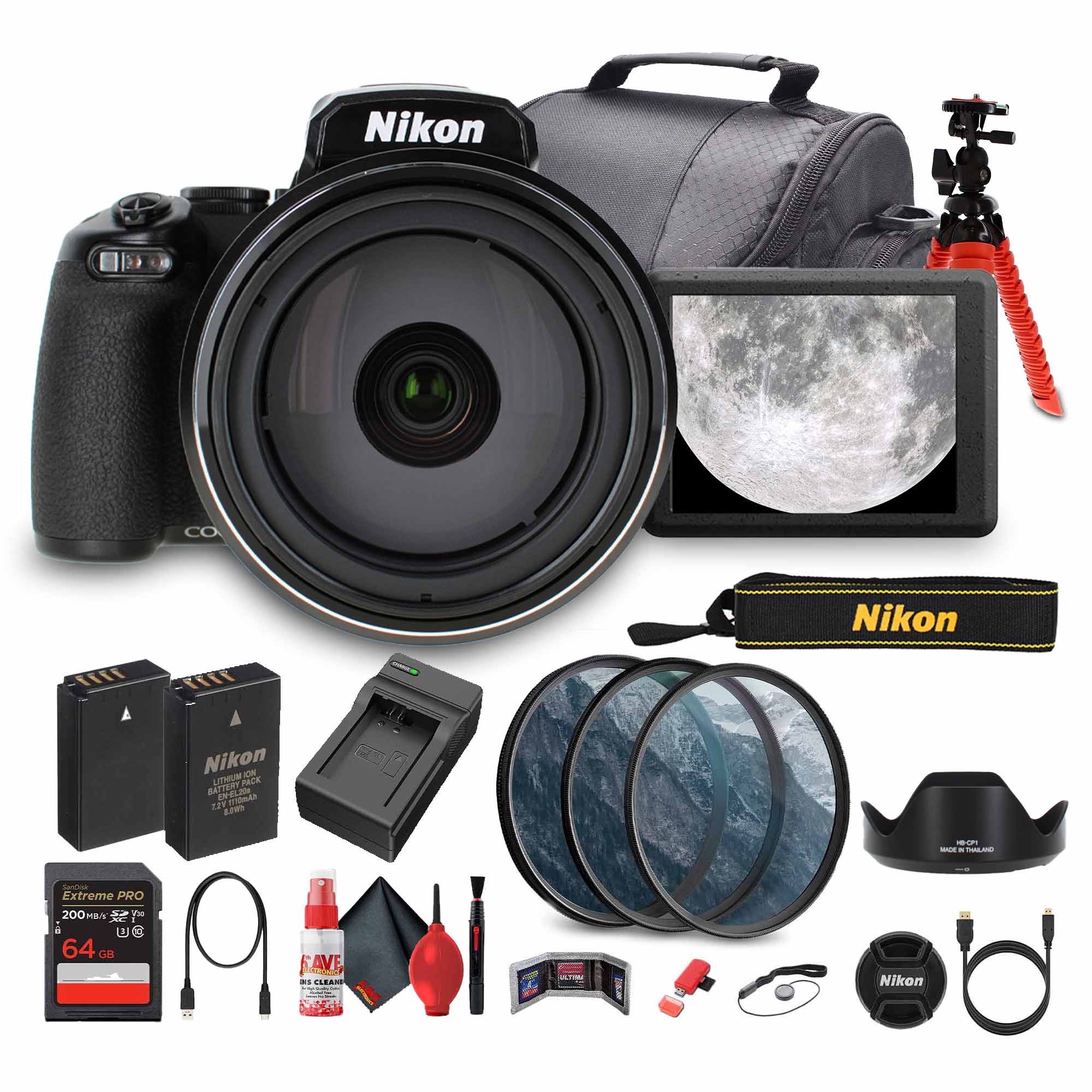 Nikon CO Nikon Nikon ON UTNOW PACK BATTERY ENE E2 hISm LW 1:P - - -LAT -oes Extreme PRO 200 H + Yo A 64 On FAVE, - CLEARE  Nikon

Nikon
Extreme PRO 64 GB
200MB/s U3
LITHIUM ION BATTERY PACK
2200mAh 7.4V
SAVE
CLEANER
Nikon
MADE IN JAPAN
Nikon