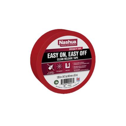 Nashua
TRUSTED TAPE PRODUCTS
SPECIALTY TAPE
EASY ON, EASY OFF
CLEAN RELEASE TAPE
Heavy duty surface uses
- Protection and hanging
- Identification marking applications
- Lane marking applications
UV resistant
No residue
Up to 28 days
1.89 in x 547 yd (48 mm x 50 m)
USA
42366 99427 1 1790668
Bery M Gubal, Inc
Franklin KY
Easy Tear
