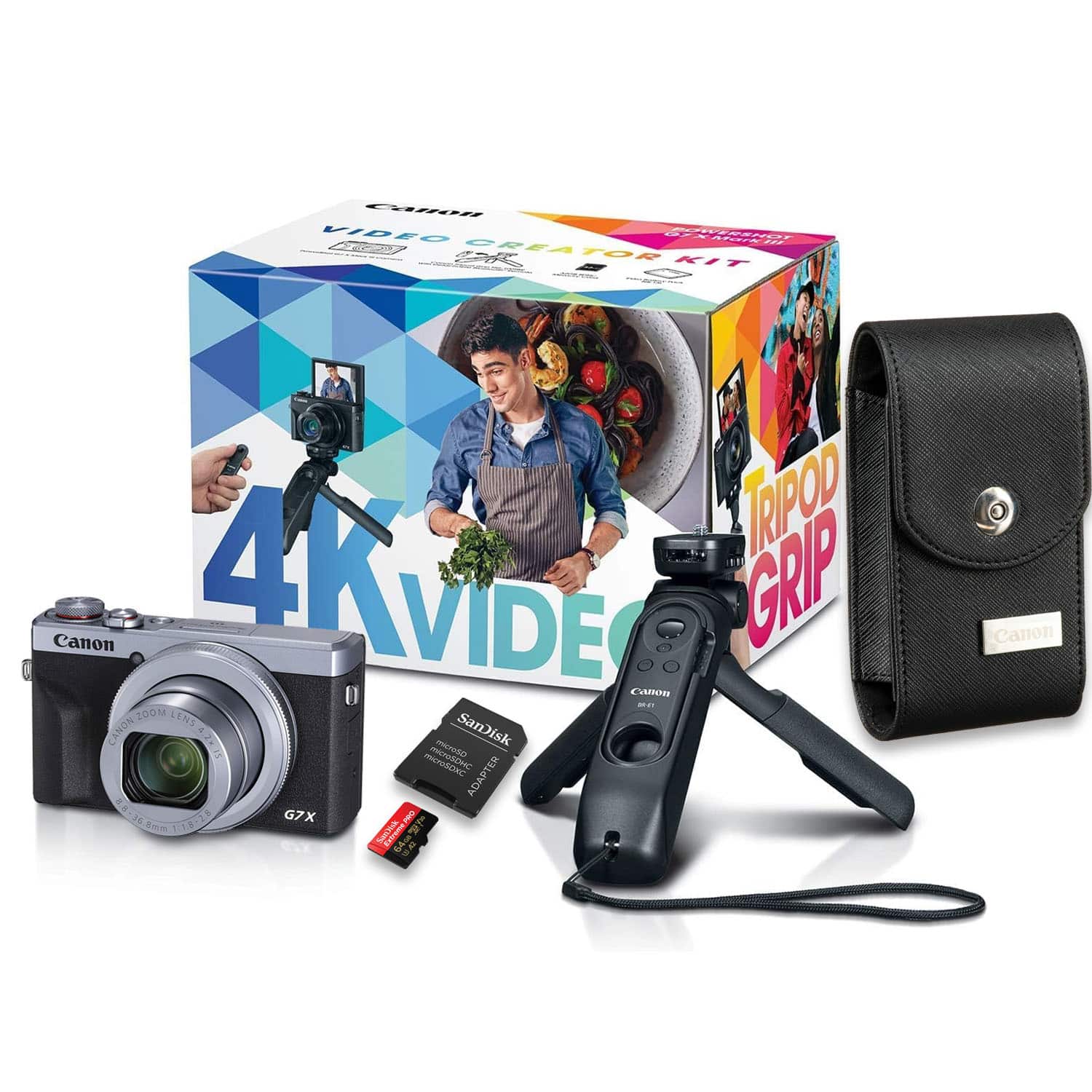 Bundle - Canon - PowerShot G7 X Mark III Creator Kit with Tripod, Remote, Case & 64GB Card - Silver price history on PriceWatchPro