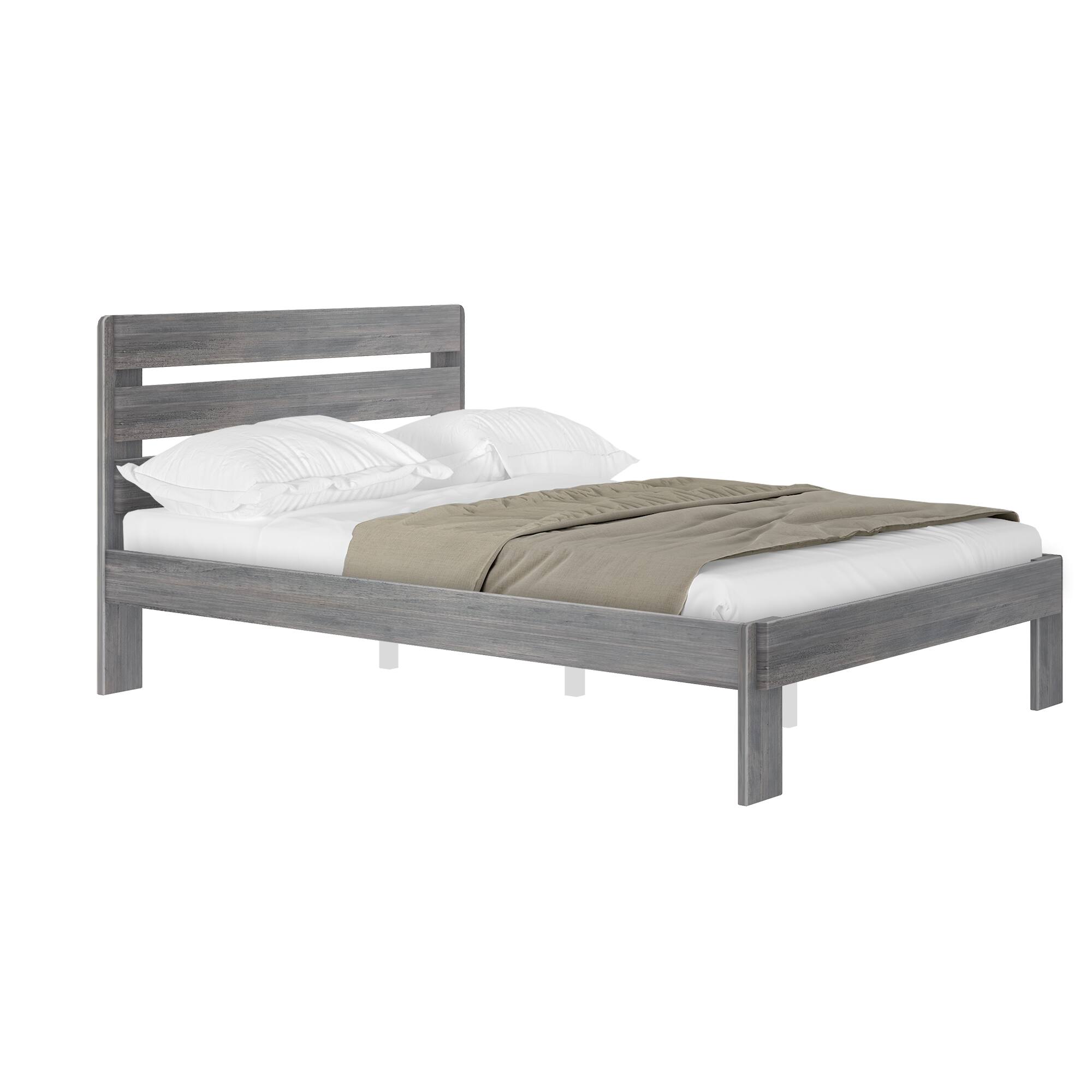 Alt View 1. Plank+Beam - Farmhouse Queen Bed with Plank Headboard, Driftwood - Driftwood.