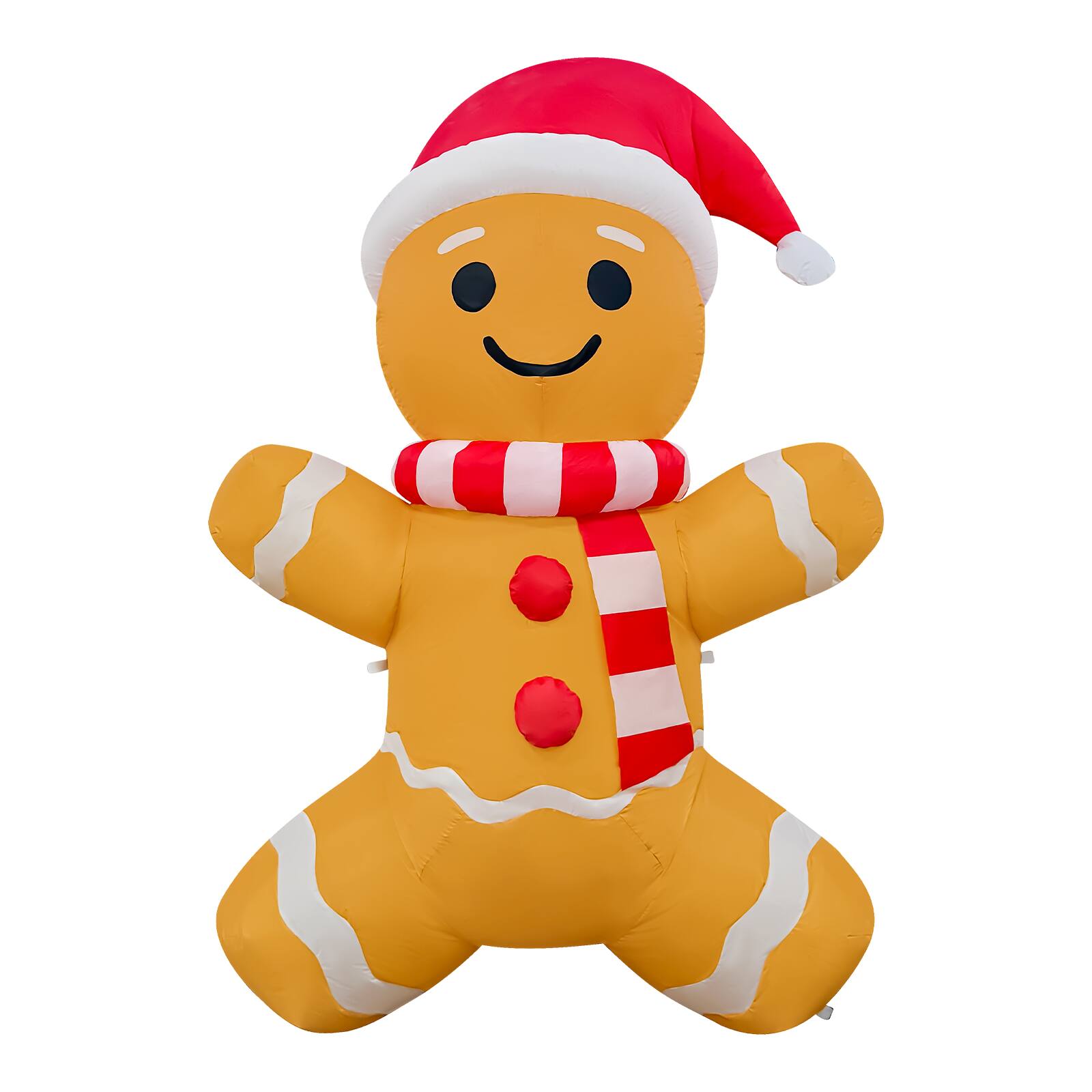 Front. GOOSH Inflatables - GOOSH 5.2FT Gingerbread Man Inflatable with Santa Hat and LED Lights for Christmas Décor - Brown.