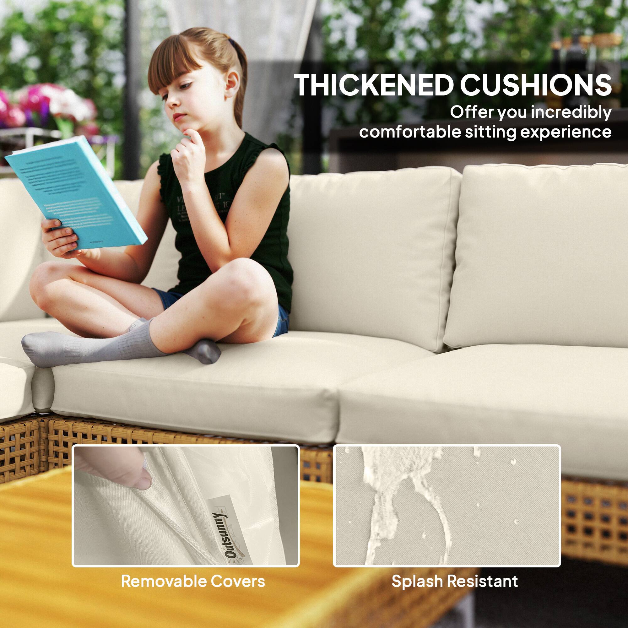 THICKENED CUSHIONS Offer you incredibly comfortable sitting experience, Outsunny 2I0, Removable Covers, Splash Resistant