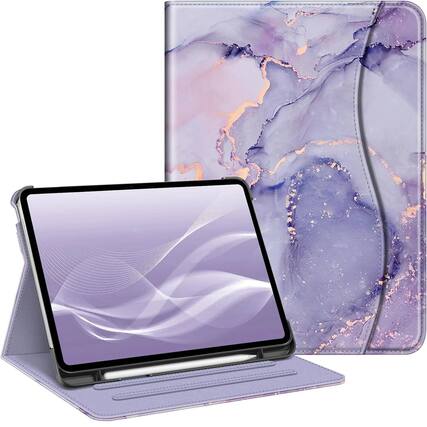 Front. Kitcheniva - Multiple Angle Stand Case For iPad Pro 11 Inch M4 Smart Viewing Cover Lilac Marble - Lilac Marble.