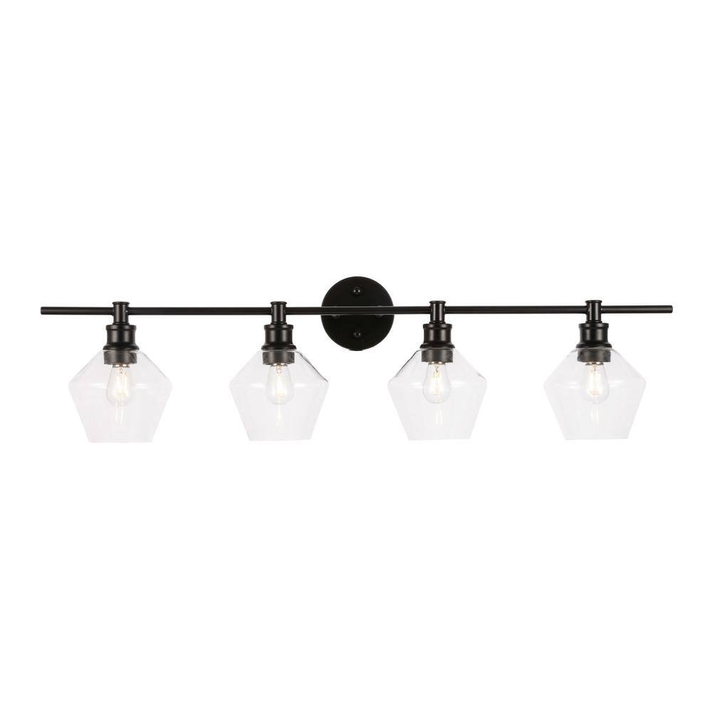 Alt View 1. Living District - Gene 4 light Black and Clear glass Wall sconce - Black And Clear Glass.