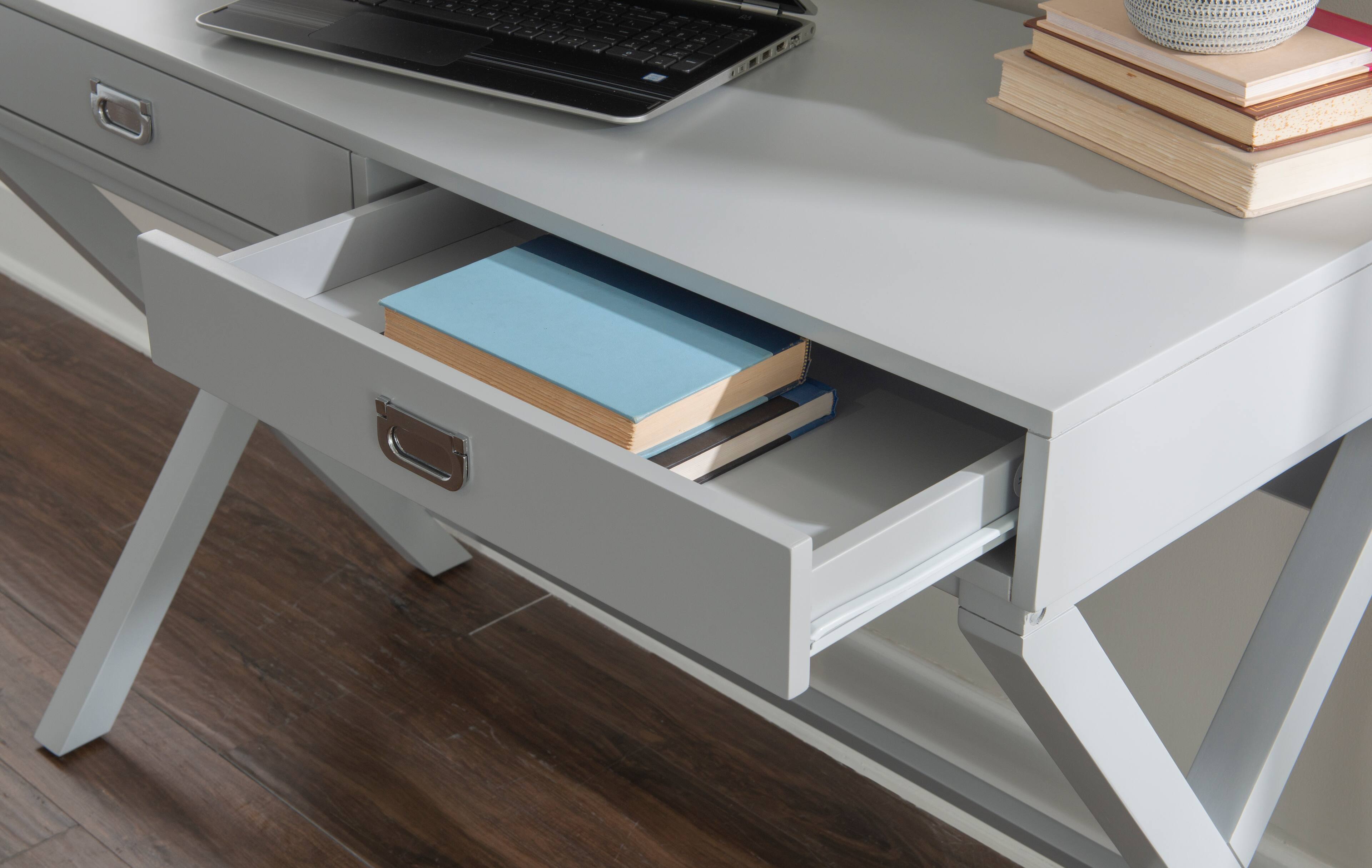 Alt View 24. Linon Home Décor - Penrose Two-Drawer Campaign-Style Writing Desk - Gray.