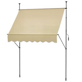 Outsunny - Manual Retractable Awning, 79" Non-Screw Patio Sun Shade Shelter with Support Pole Stand and UV Resistant Fabric - Beige