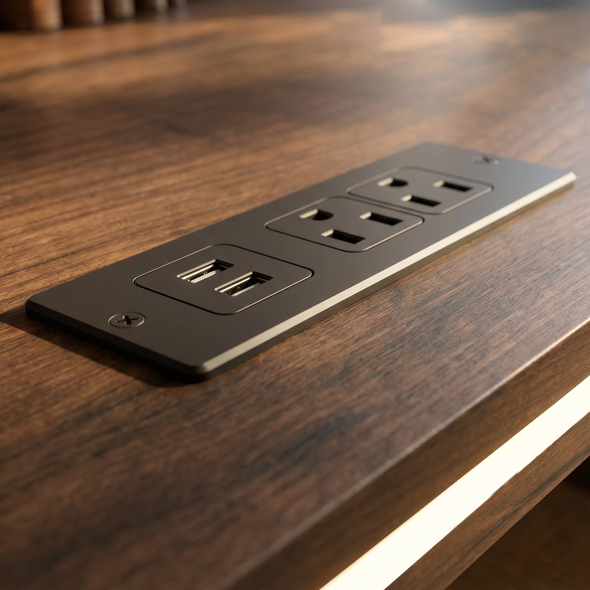 Alt View 4. Famapy - Electric Height Adjustable Desk with RGB Light & Dual Storage –Swappable Cabinets,2AC+3USB Outlet,Sit Stand Workstation - Walnut.