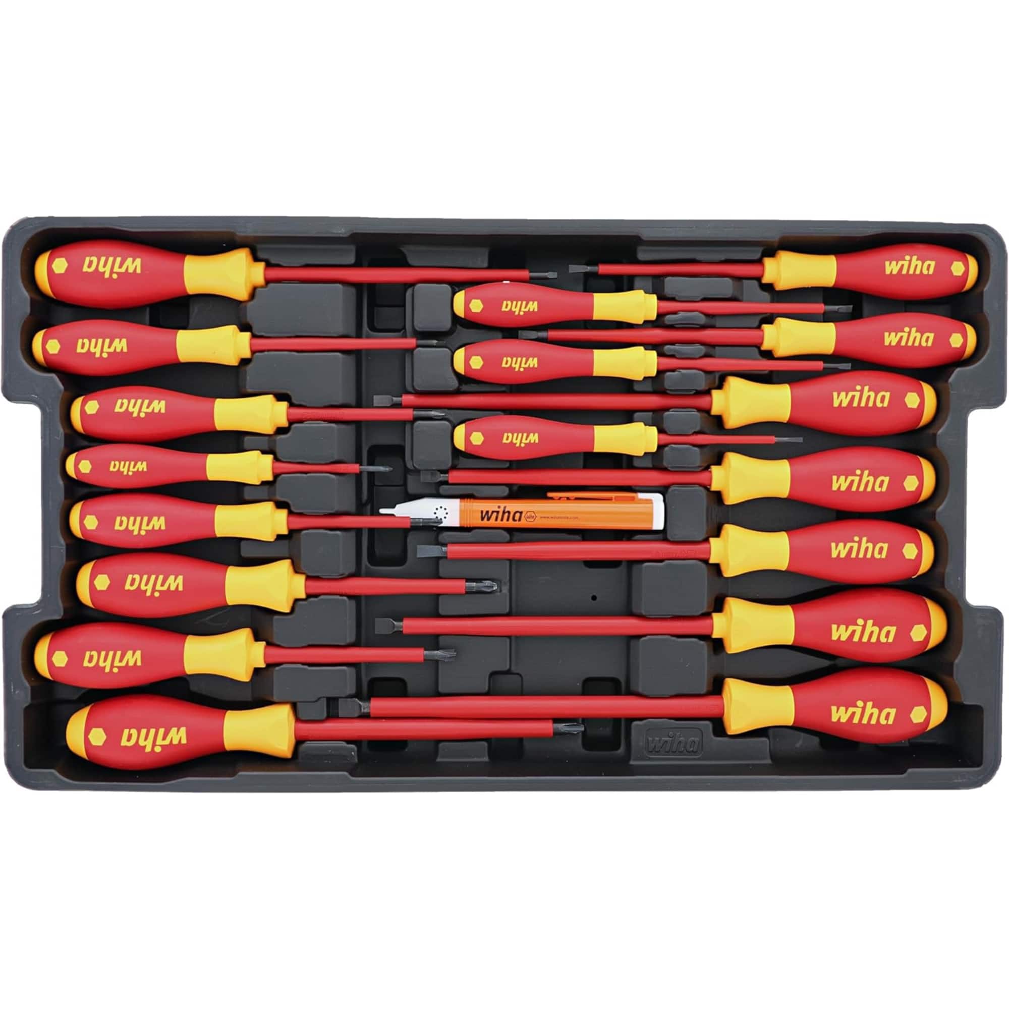 Wiha - 32095 Slotted and Phillips Insulated Screwdriver Set, 1000 Volt, 19 Piece - Multi
