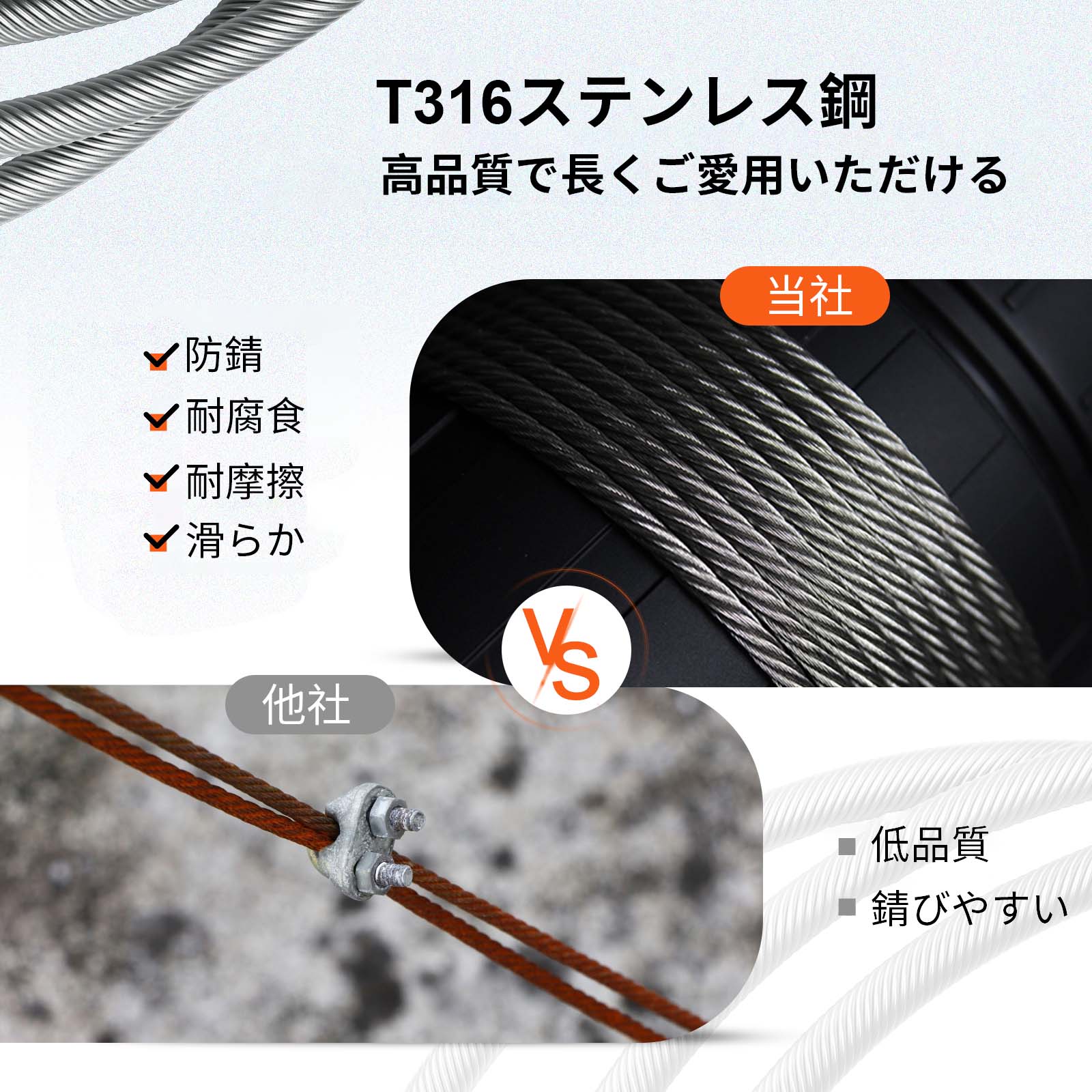 Left. VEVOR - Stainless Steel Cable 3/16\"x 1000ft, T316 Marine Grade Deck Cable Railing, 1x19 Strands Construction Braided Aircraft - Silver.
