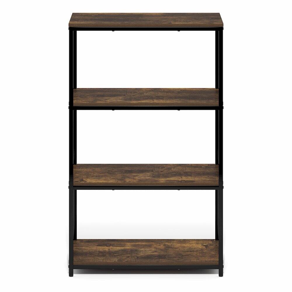 Left. Furinno - SIMPLISTIC Book Shelf, 4-Tier Tall Wide Bookshelf, Metal Frame Bookcases, Metal Storage Shelves, 11.8 x 23.6 x 38.6 - Amber Pine.