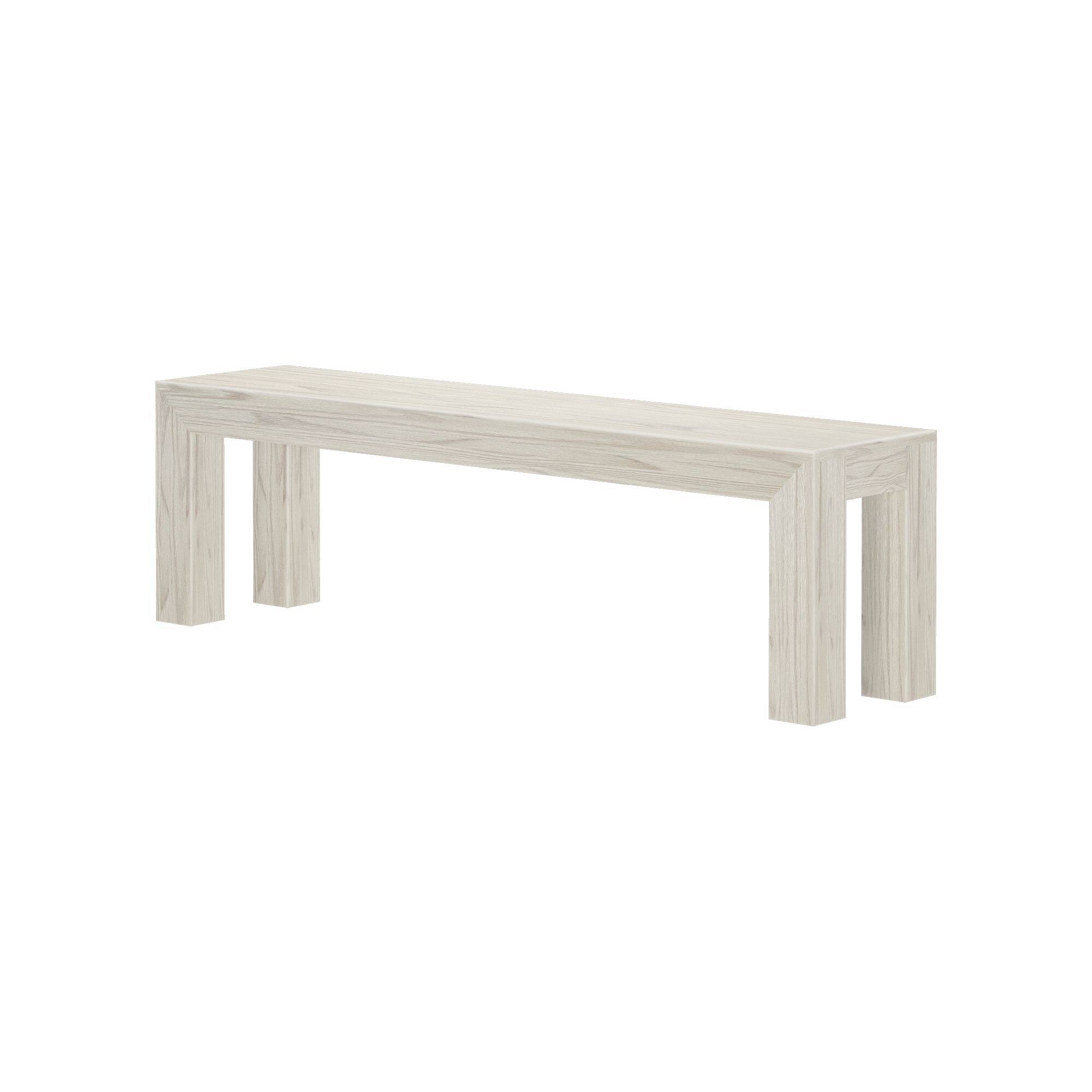 Alt View 2. Plank+Beam - Modern Dining Room Bench (61in / 1550mm), White Sand Wirebrush - White Sand Wirebrush.