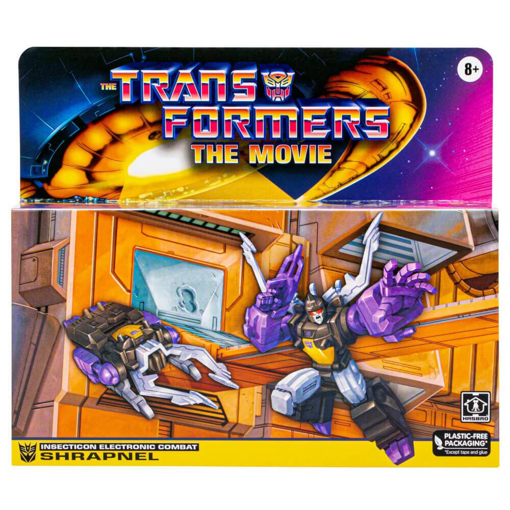 The Transformers: The Movie  
8+  
Hasbro  
Insecticon Electronic Combat Shrapnel  
Plastic-Free Packaging*  
*Except tape and glue