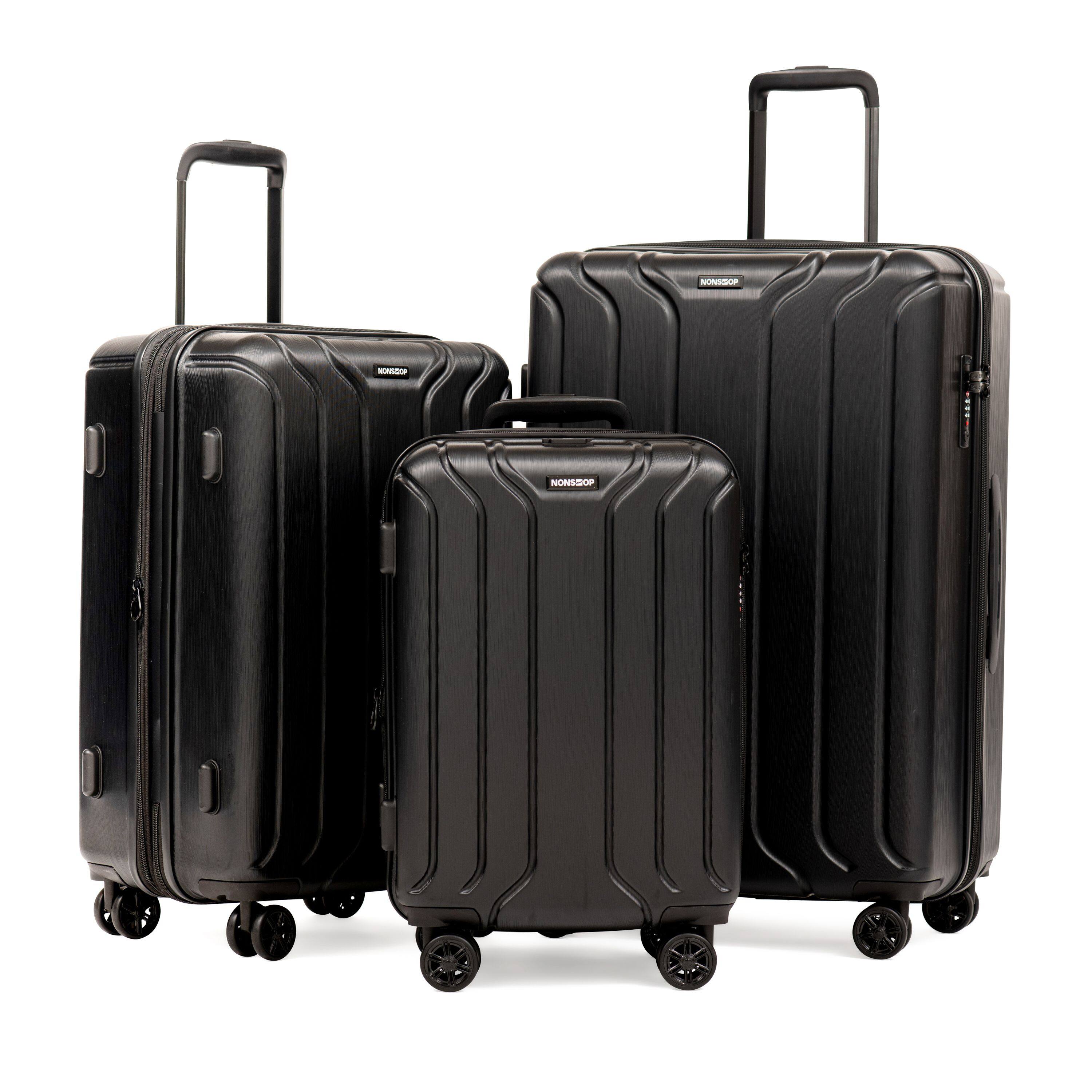 Nonstop - New York 3 Piece Set (20" 24" 28") 4-Wheel Luggage Set + 3 packing cubes - Black