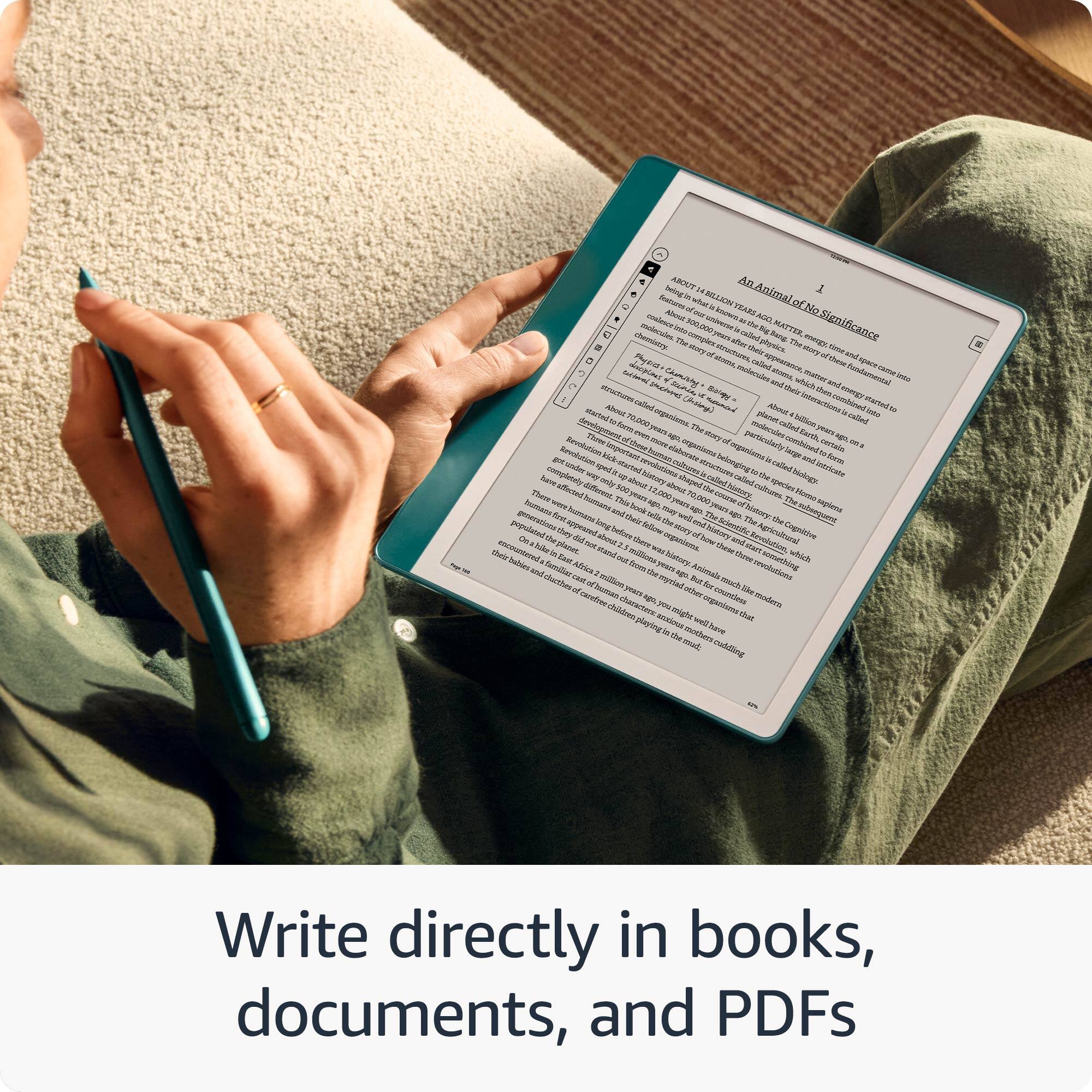 Write directly in books, documents, and PDFs.