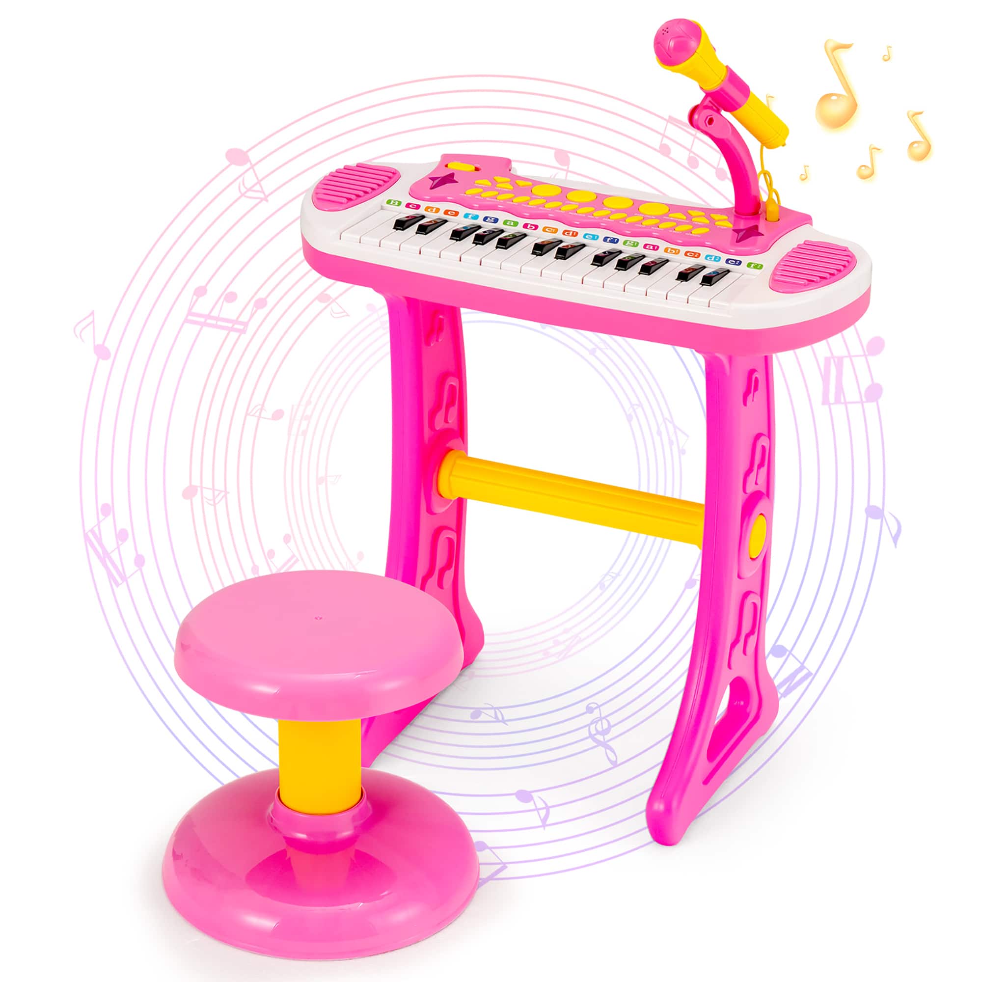 Front. Costway - 31 Key Kids Piano Keyboard Toy Toddler Musical Instrument with Microphone - Pink.