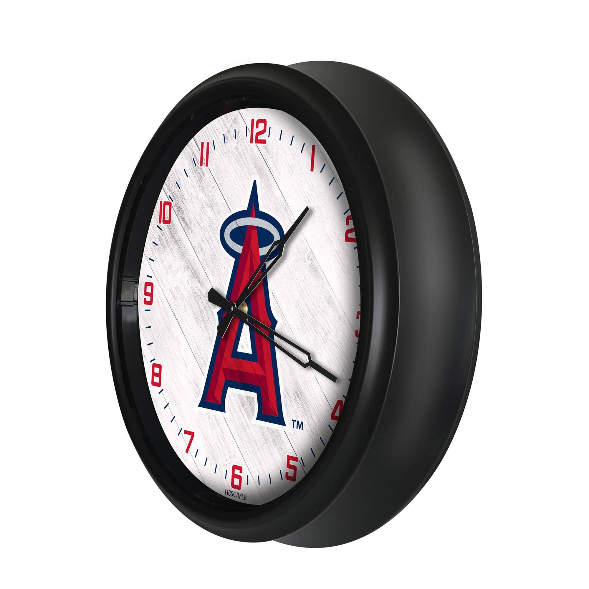 Alt View 1. Holland Bar Stool Co. - Los Angeles Angels Indoor/Outdoor LED Wall Clock - Multicolor.