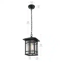 Elegant Lighting - Harley 12 inch Outdoor Pendant in Black - Black And Clear