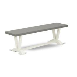 East West Furniture - V2-096 3 Piece Small Dining Table Set for 4 - 1 Cement Dinning Table and 2 Kitchen Bench - Stable - Multi-Color