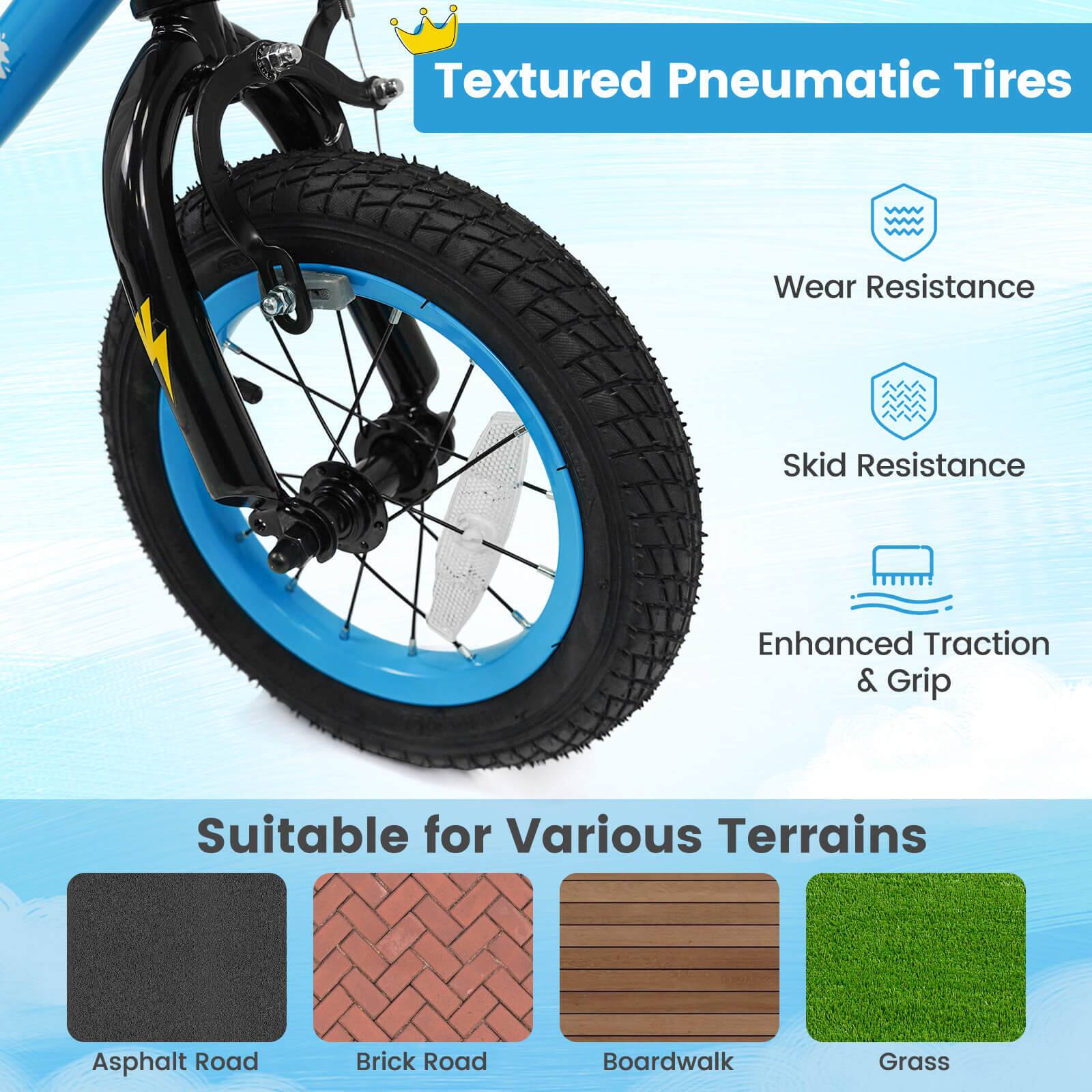 Textured Pneumatic Tires

- Wear Resistance
- Skid Resistance
- Enhanced Traction & Grip

Suitable for Various Terrains

- Asphalt Road
- Brick Road
- Boardwalk
- Grass