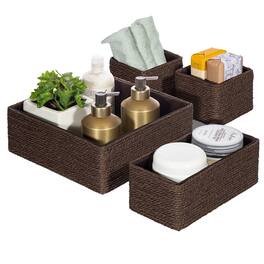 Sorbus - Storage Baskets - Woven Material - Set of 4 - Braided Organizer for Bathroom, Vanity - Brown