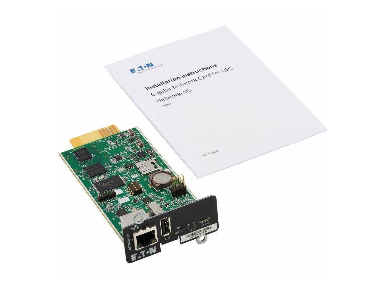 EATON Installation instructions  
Gigabit Network Card for UPS  
Network-M3  
English  
614-40212-00