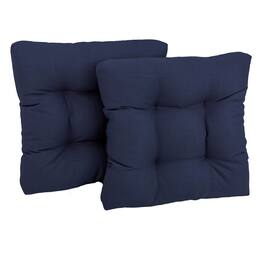 Blazing Needles - 19-inch Squared Spun Polyester Tufted Dining Chair Cushion (Set of Two) - Azul