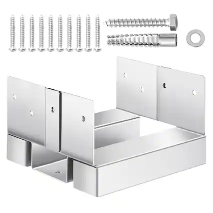 Front. VEVOR - 6x6 Post Base 10 Pcs, Inner Size 5.49x5.57inch/139.5x141.5mm Concrete Post Anchor, Heavy-Duty Zinc-Plated Carbon Steel - Silver.