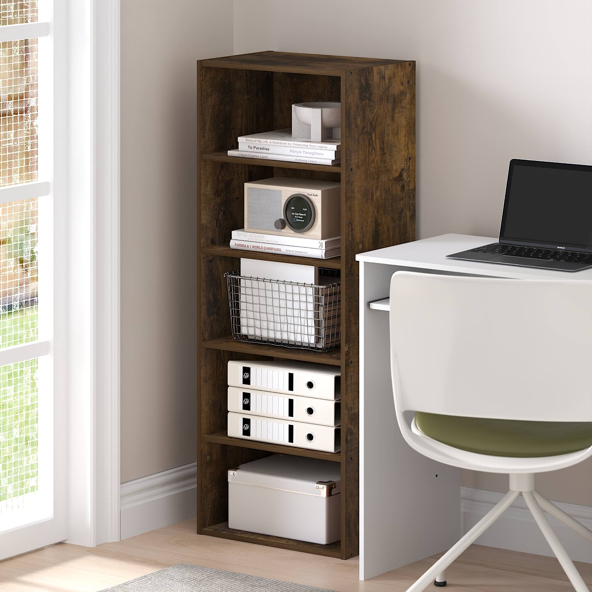 Sure, here is the corrected and grouped text from the image:

1. **Books:**
   - "The Paradise"
   - "Harry Potter and the Deathly Hallows"
   - "Formula 1 World Champions"

2. **Other Items:**
   - "The Art of Happiness" by Dalai Lama
   - "The Art of Happiness" by Dalai Lama

3. **Miscellaneous:**
   - "The Art of Happiness" by Dalai Lama

4. **Storage:**
   - White drawers and boxes

5. **Desk and Chair:**
   - White desk and chair

6. **Miscellaneous Text:**
   - "dy A - Ama - fa - - Ena Tanys Tanaginare - - - I I - - - Lu 3So UA O S i - d 5" (This appears to be a random string of characters and does not correspond to any visible text in the image.)