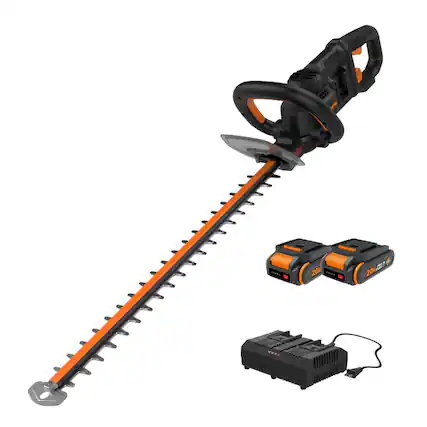 Front. WORX - 40V 24" Cordless Hedge Trimmer (2 x 2.0 Ah Batteries & 1 x Charger) - Black.
