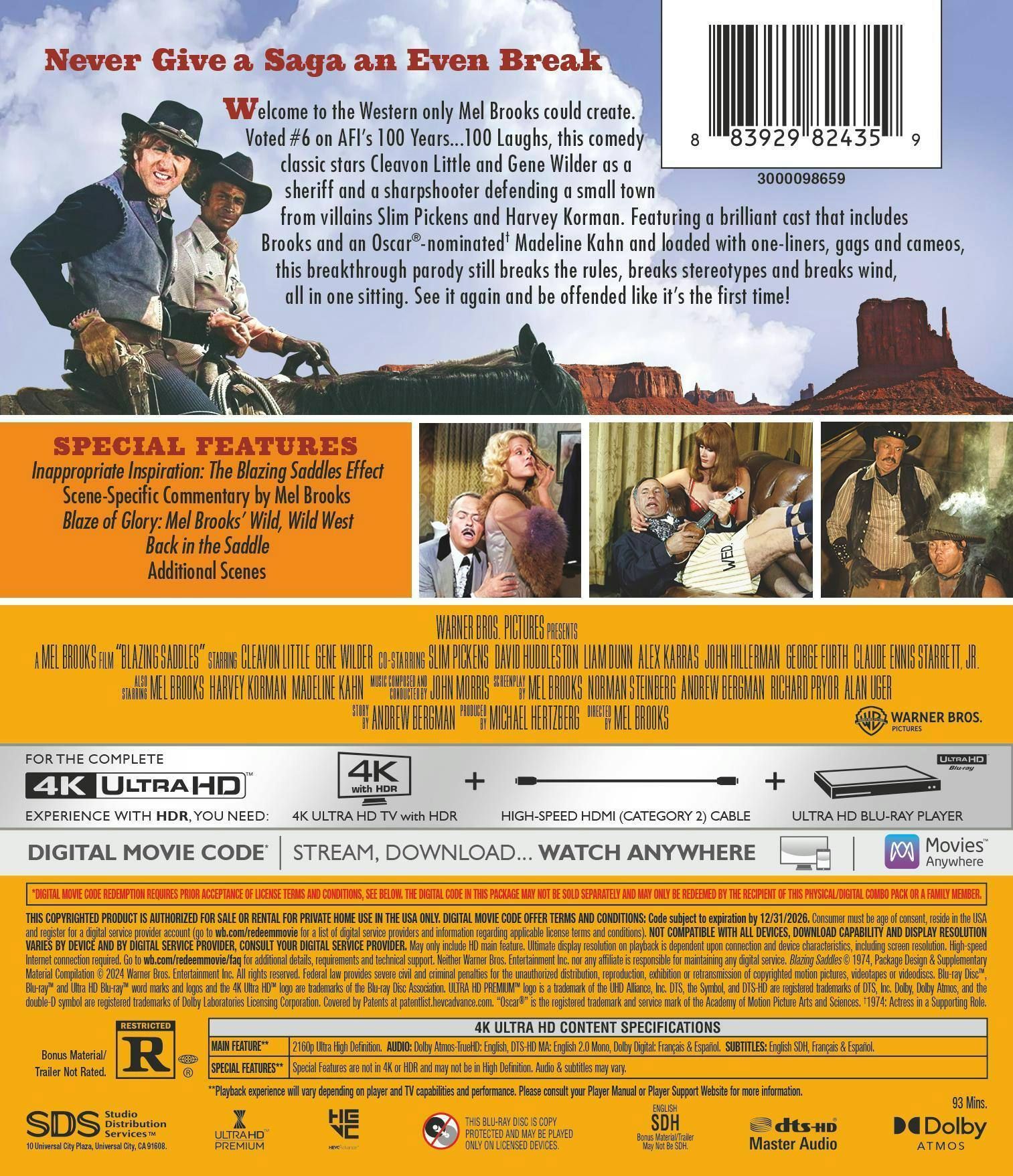 Back. Blazing Saddles (4K Ultra HD) [UHD].