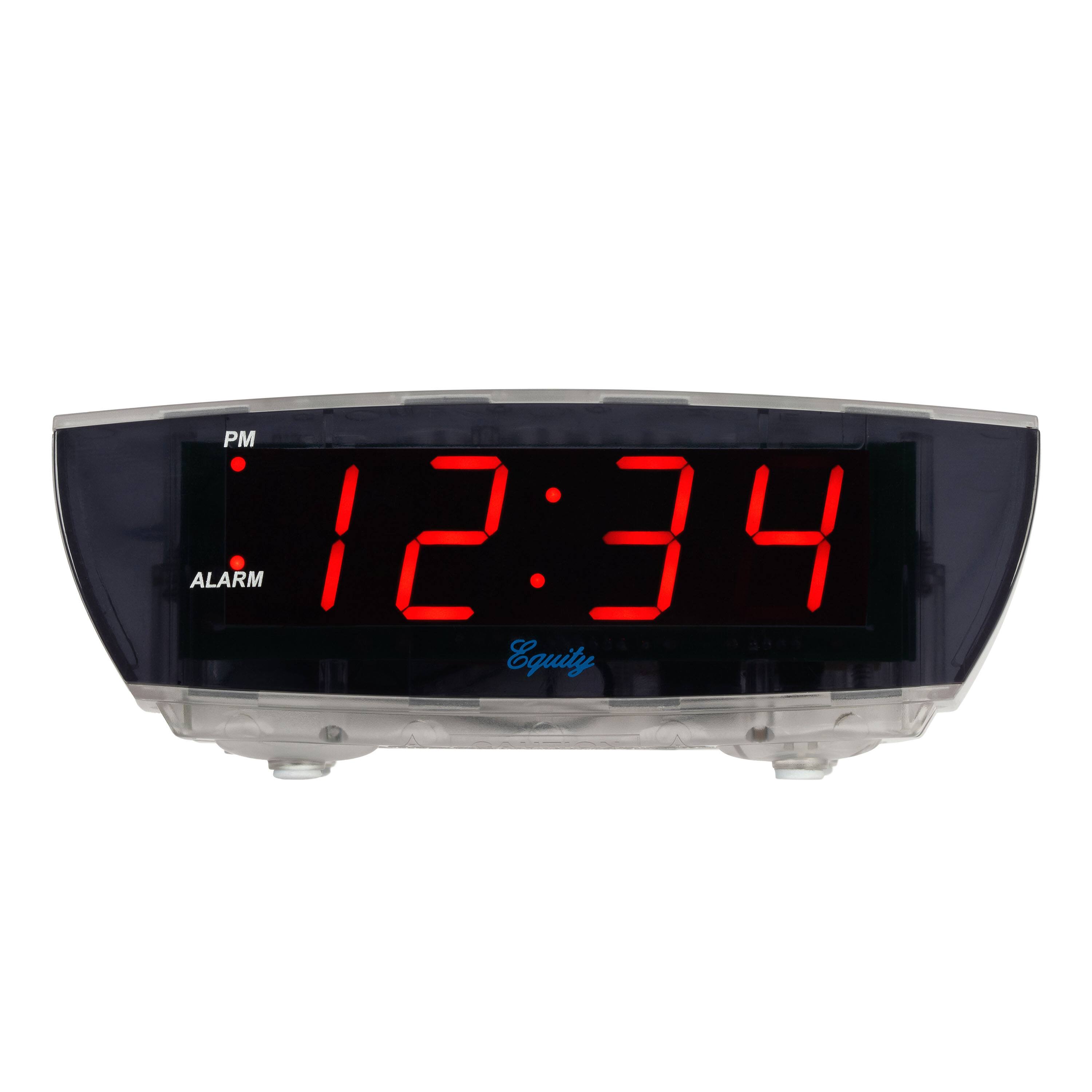 Equity - 0.9 Inch Digital Alarm Clock with Clear See-Through Case - Transparent