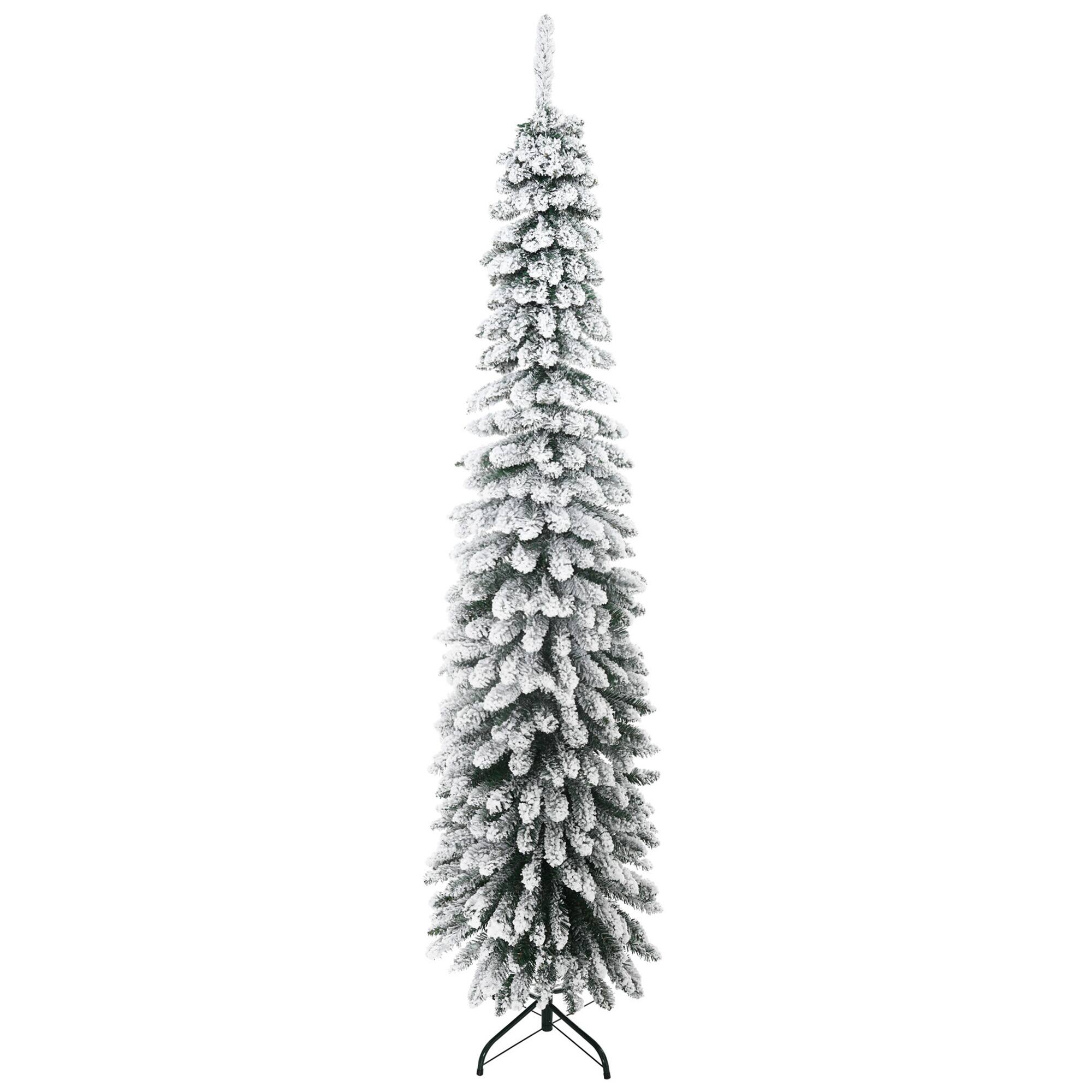Front. Homcom - Tall Unlit Slim Pencil Xmas Tree - Green.