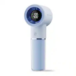 PRIMEPLUS - Handheld Portable Fan 6Speed, 5000mAh Rechargeable 15H, Pocket Turbo Fan with LED Display for Travel Camping Makeup Gift - Blue
