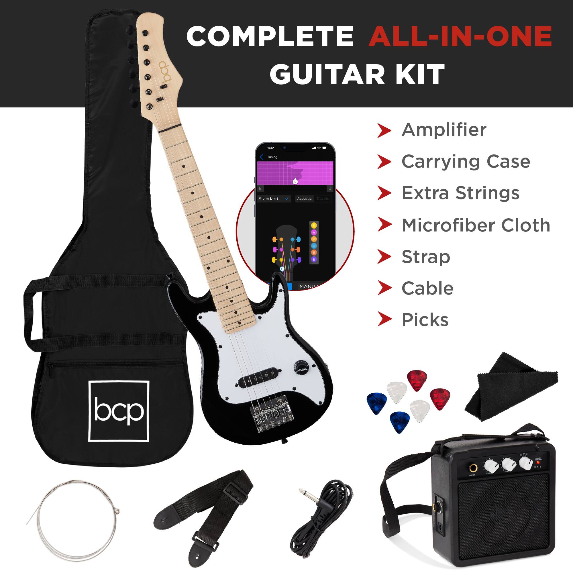 COMPLETE ALL-IN-ONE GUITAR KIT

- Amplifier
- Carrying Case
- Extra Strings
- Microfiber Cloth
- Strap
- Cable
- Picks